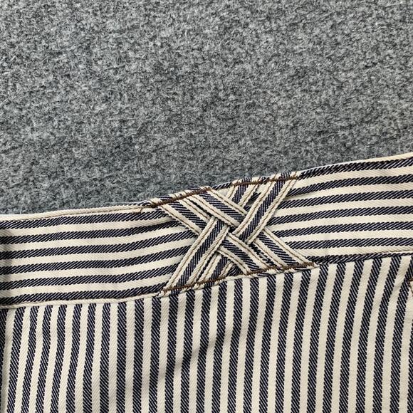 Tory Burch Shorts Womens 8 White Navy Sarah Jane Dover Pin Stripe Pockets Chino - Picture 3 of 13